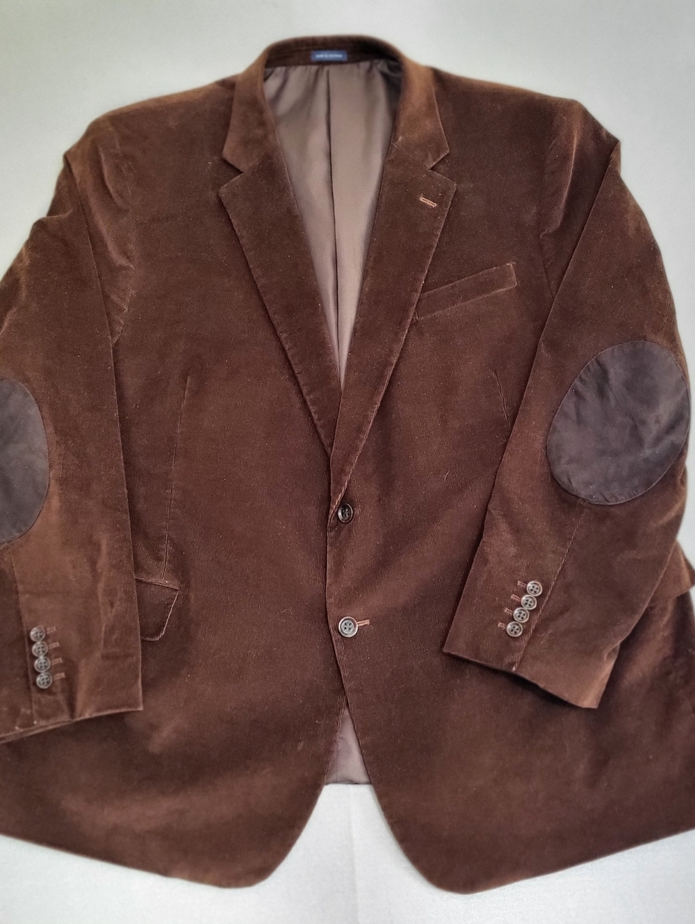 Brown Corduroy 2 Button Blazer Sports Jacket Elbow Patches Stafford Men's 54R